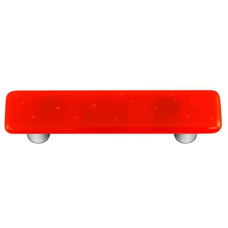 Palacedesigns Tomato Red Rectangle Glass Cabinet Pull - Aluminum Post PA727008